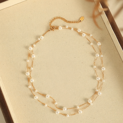 Double Pearl Necklace