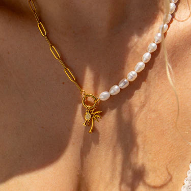 CADENA PAPERCLIP PERLA CON ARO