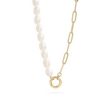 CADENA PAPERCLIP PERLA CON ARO