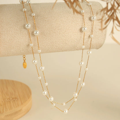 Double Pearl Necklace