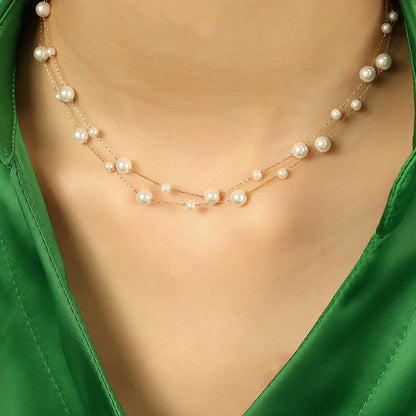 Double Pearl Necklace
